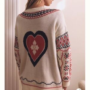 Anthropologie Heart Pattern Cardigan